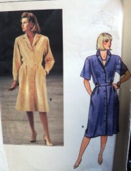 8885 VOGUE SHIRTWAIST INSET POCKET DRESS PATTERN 10,12